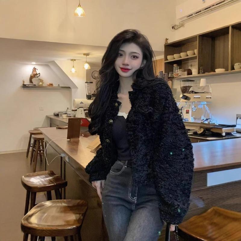 Plush socialite loose thickened imitation lamb fur coat autumn and winter new women's top