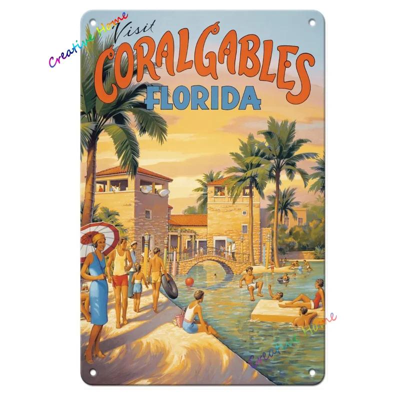 Metal Plaque Key West Southernmost Point Florida Poster Tin Sign Home Beach Club Club House Wall Decoration Retro Metal Plate