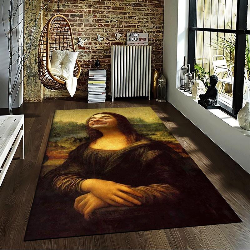 Classic Art Carpet with an Iconic Portrait Suitable for use as an anti-slip game mat for living room and bedroom sofas
