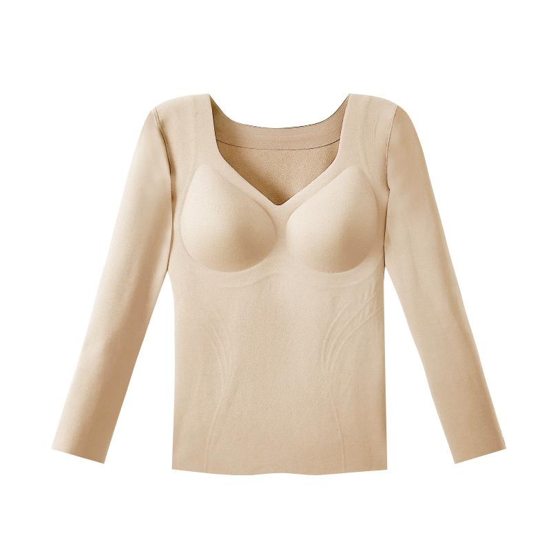 

Small warm skin seamless warm gathering anti-sagging autumn and winter heat base grinding mousse velvet warm top m/ 40-50kg