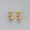 Light Luxury Round Colored Diamond Stud Earrings For Women Screw Back Comfortable Sleep In Hoops Niche Design Jewelry