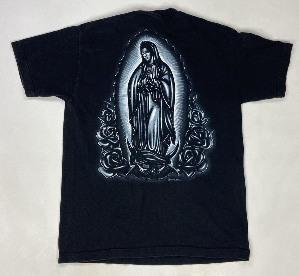 VINTAGE Unsere Liebe Frau Mutter Maria 2006 Grafik-T-Shirt Herren Medium Schwarz Religion Y2K
