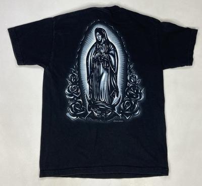 VINTAGE Unsere Liebe Frau Mutter Maria 2006 Grafik-T-Shirt Herren Medium Schwarz Religion Y2K
