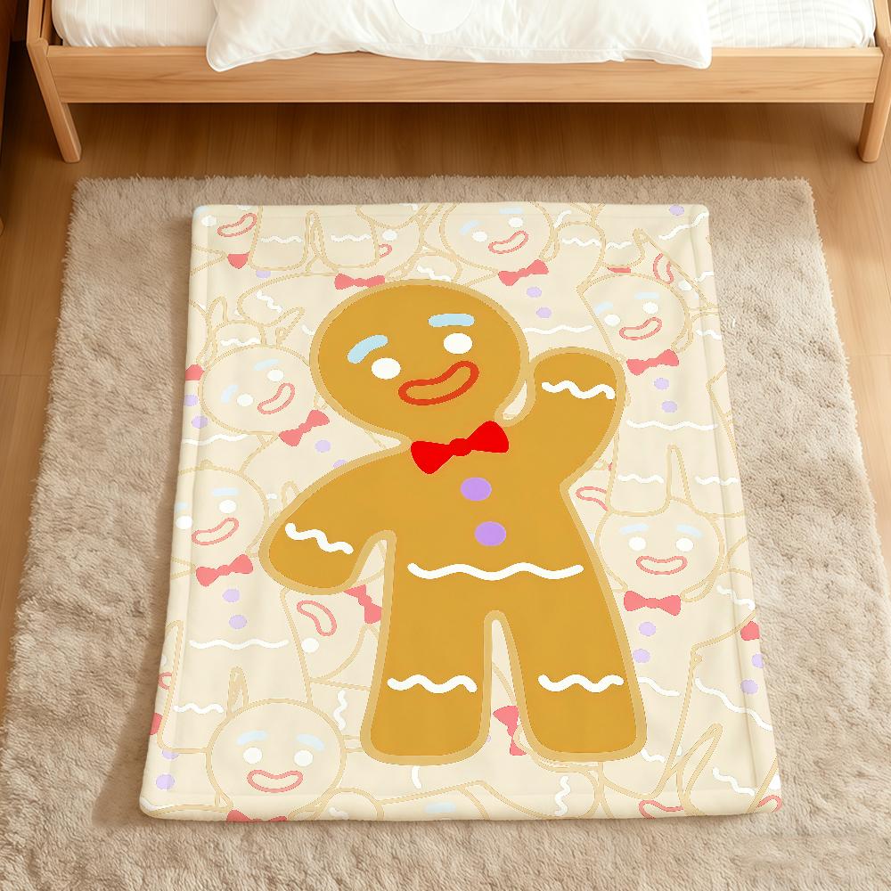 Christmas Snowman Bow G-Gingerbread Man Flannel Soft Warm Plush Blanket Sofa Living Room Hogar Bedroom Gift Home Car Portable