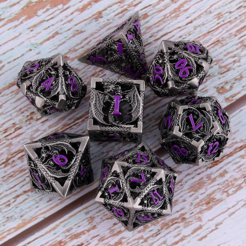 Set di Dadi Metallici Vuoti D&D Dadi Metallici Vuoti D&D 7 Pezzi Dadi Poliedrici