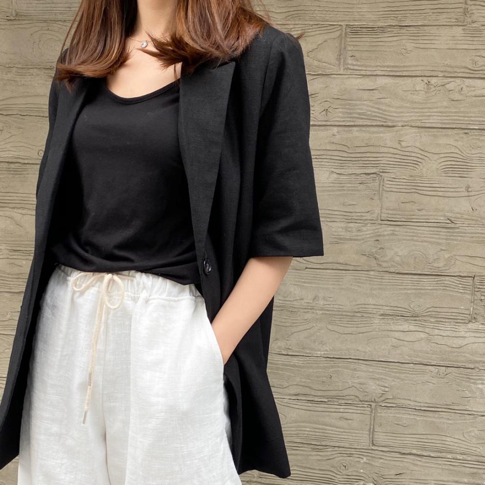 Dámské sako Jednobarevné Volné Jednořadé Kardigan Klopa Tříčtvrteční rukáv OL Business Styl pro dojíždění Kapsy Dámský kostým Kabát Plus Size