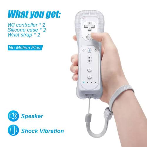 TIANHOO Wii Controller 2 Pack Wii Remote se silikonovým pouzdrem a dálkovým ovladačem na zápěstí pro Wii/Wii U White