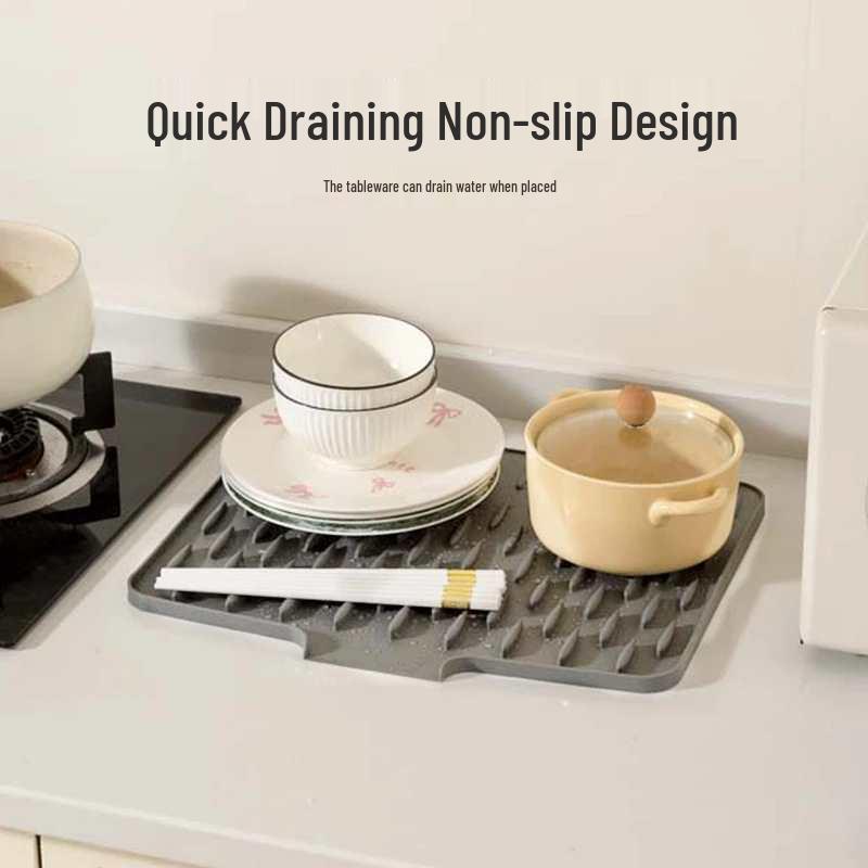 Tapete Drenante e Resistente ao Calor de Silicone para Bancada: Anti-Escaldante, Espessado, Antiderrapante, Multiuso para Cozinha.