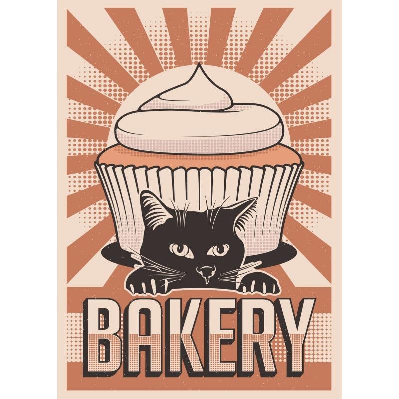 Japanisches Essen Sushi Ramen Sashimi Teriyaki Lustiges Schwarze Katze Poster Niedliches Tier Köstlich Leinwandgemälde Wandkunst Küchendekor