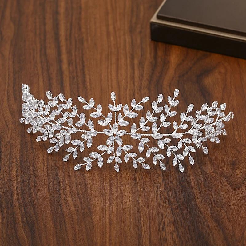 Modna panna młoda ozdoby do włosów kolor srebrny ślub cyrkon tiary kobiety pałąk ślubne akcesoria do włosów biżuteria korony chluba