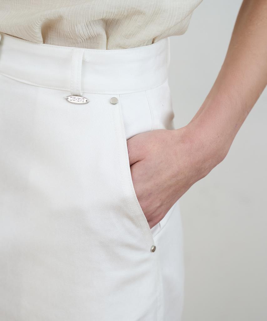 Dehebe Minimal Cotton Long Skirt [Ivory]