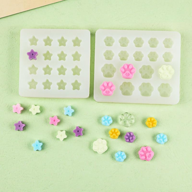 Mini Star Silicone Candle Mold Cherry Blossom Snowflake Cat's Paw Pentagram Mold Diy Cake Fire Paint Wax Granules Silicone Mould