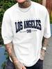 Men Los Angeles Pattern Tshirt SummerPure Cotton Casual Roundneck Shortsleeved Regular Fit Summer Street Style Clothing Style