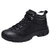 Boots Winter Cotton Man Ankle Boots Non-slip Men Work Shoes Quality Lace Up Waterproof Leather Male Boots Bota Masculina2025