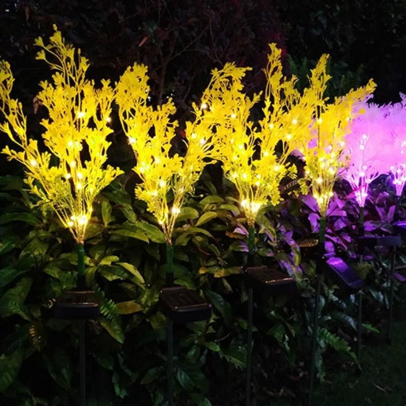 2 STÜCK LED Solarbetrieben Wasserdicht Privater Garten Boden Rapsblume Licht Außen Solarlampe Rapsblumen Wasserdichter Garten