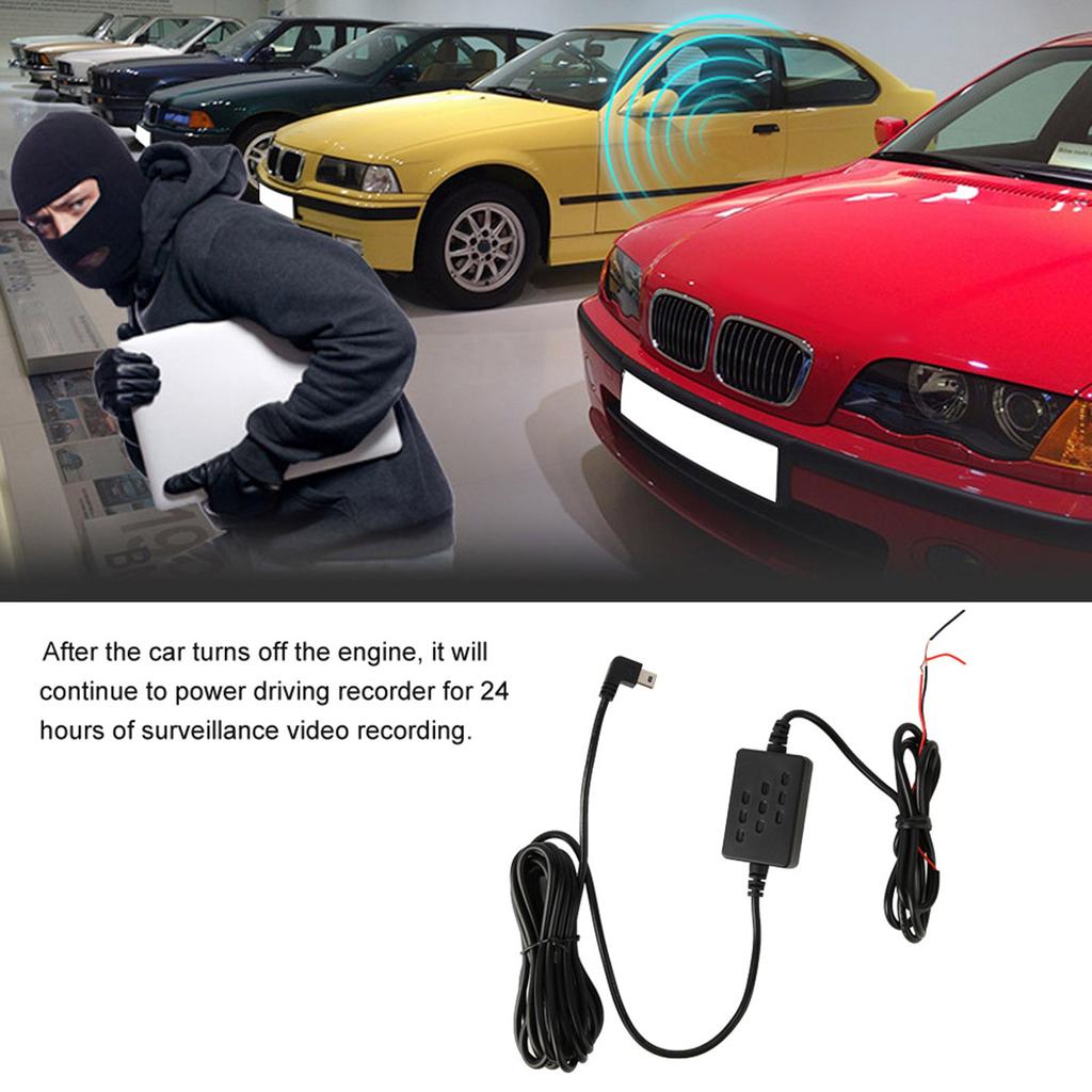 12-5V Car Dash Camera Hard Wire Kit Step Down Converter Drive Recorder Convert Cable