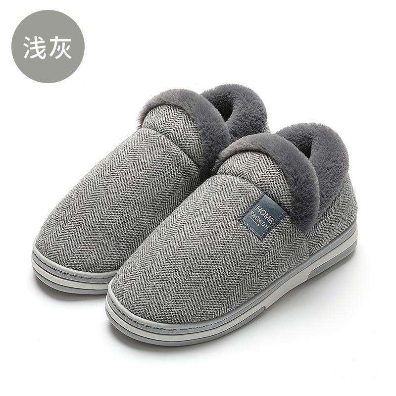 Trend Men Slippers Winter Warm Cotton Slippers Male Flats Soft Non-slip Slides Household Indoor Slippers Large Size 40-51
