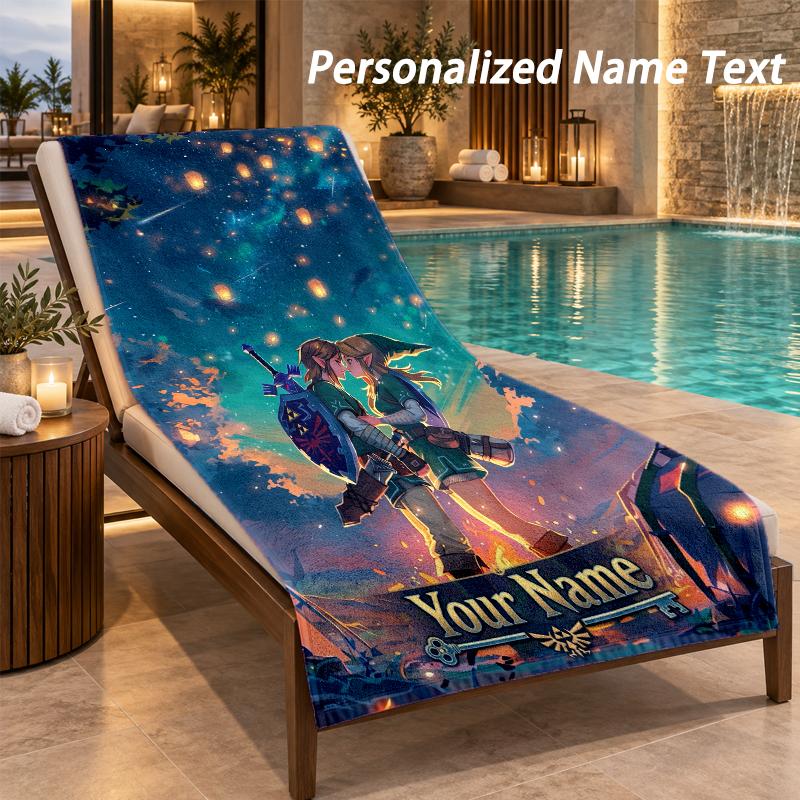 Zelda Custom Name Beach Towel Large Soft Towel for Indoor Bathroom Outdoor Beach
