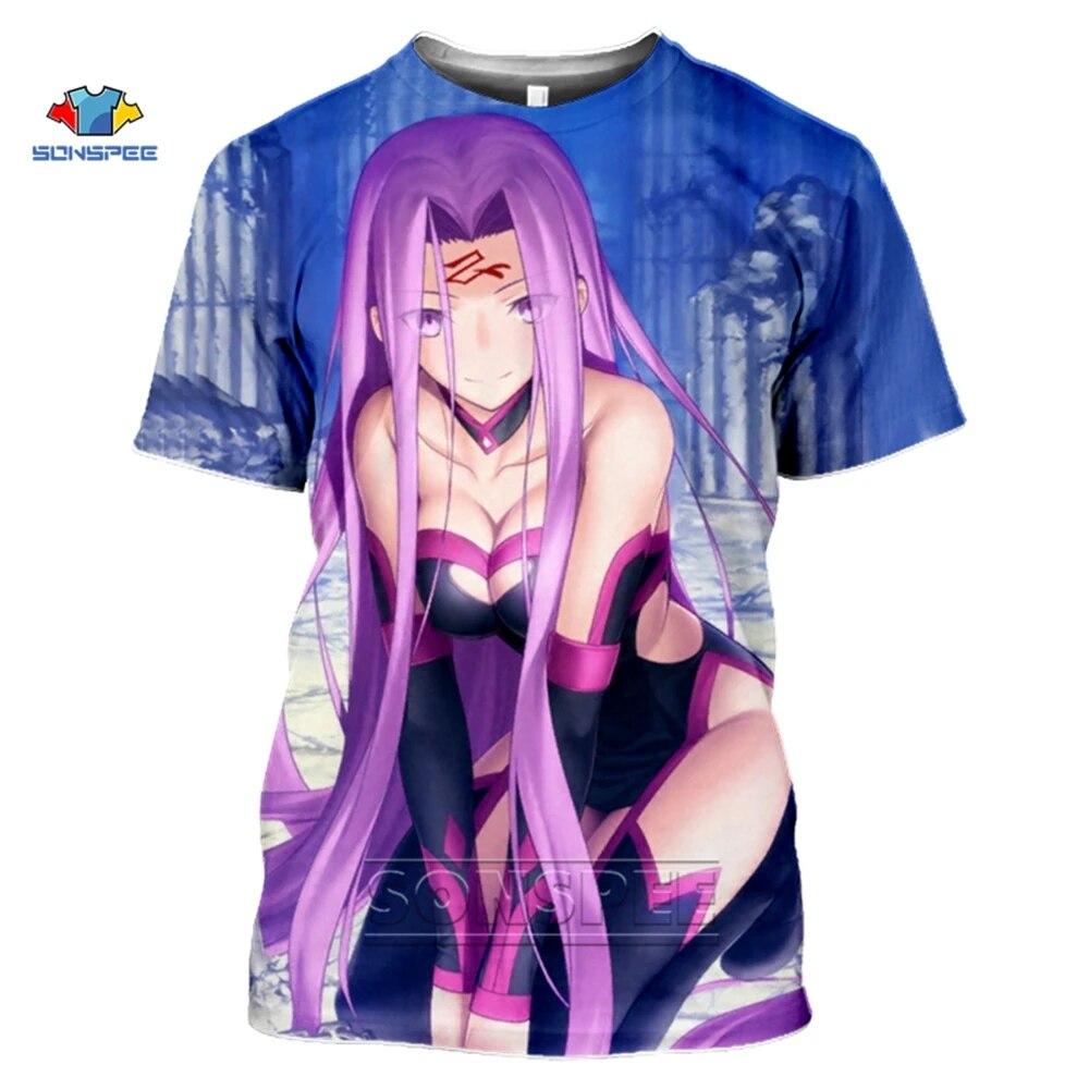 SONSPEE Fate Stay Night T-Shirt 3d Print Casual Fate Zero T Shirts Short Sleeve Anime Harajuku Summer Top Men Women Gym Clothing