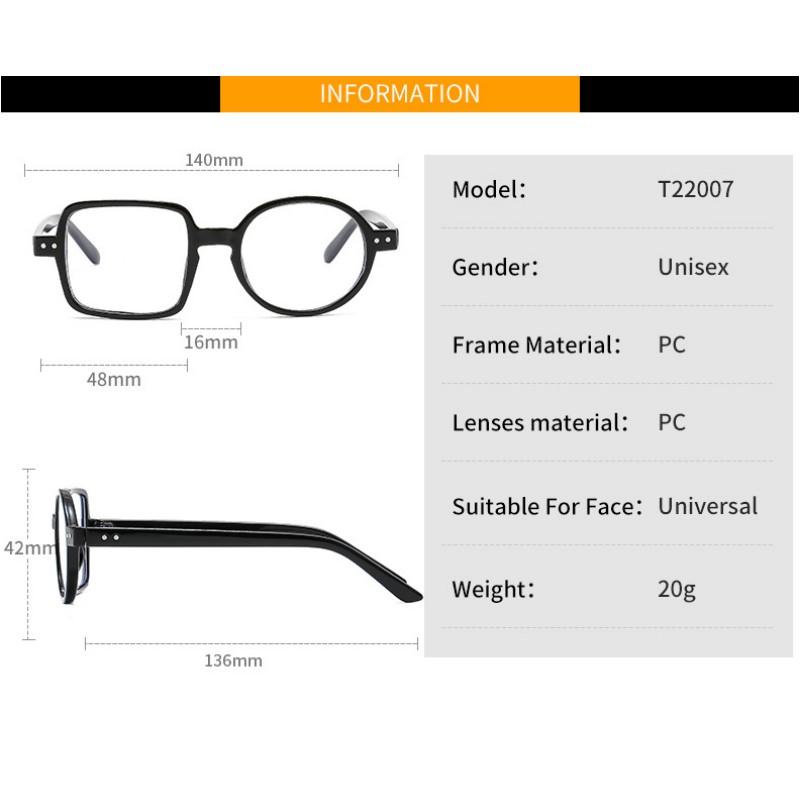 Women's Glasses Anti-Blue Light Fashion Personalized Hip Hop Square and Round Color Matching Plain Glasses Party Street Shooting Stylish Glasses
