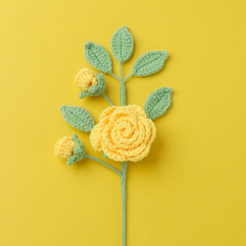 Камелия Вязаный Крючком Цветок Креативные Вязаные Букеты Искусственные Цветы Вязание Крючком Домашнее Украшение для Вечеринки жёлтый