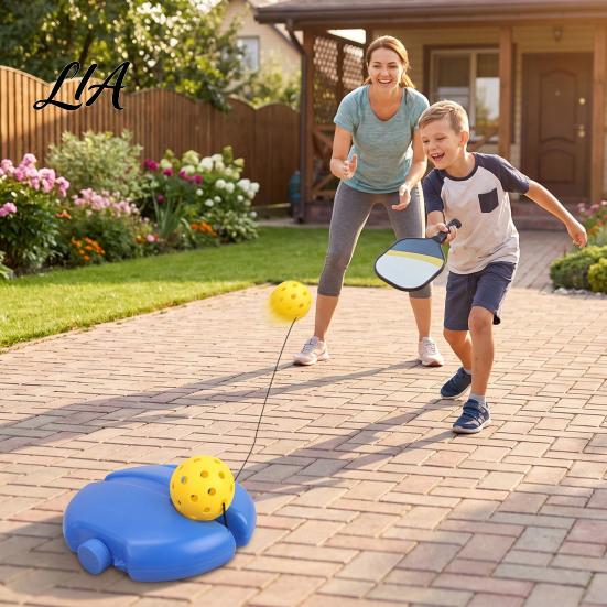 Pickleball Practice Set Solo Trainer with Fillable Base, Portable Tennis Rebounder Base Rebound Ball & String Ball, Beginners Training Aid for