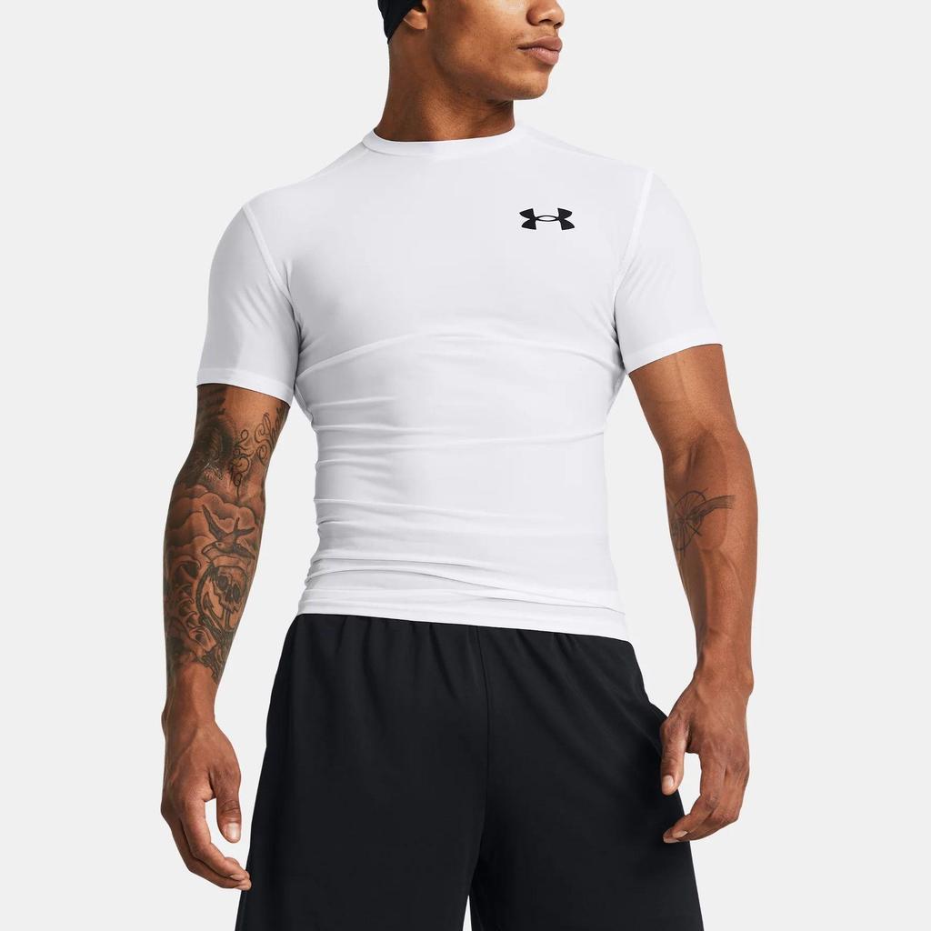 Under Armour HeatGear OG Logo Print Slim Fit Crew Neck T-Shirt Men White 1387560-100