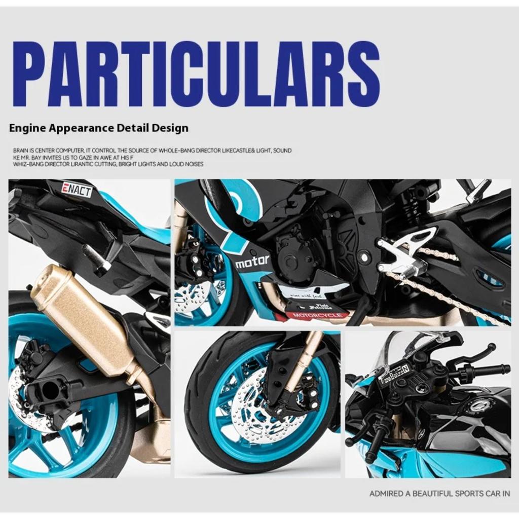 1/12 Yamaha R1M Car Model Simulation Sound and Light Belt Base Motorcycle Toy Ornaments To Give Your Boyfriend Gift
