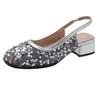 French temperament fairy high heel evening shoes spring and autumn new Korean version gentle silver thick heel bag head sandals female summer