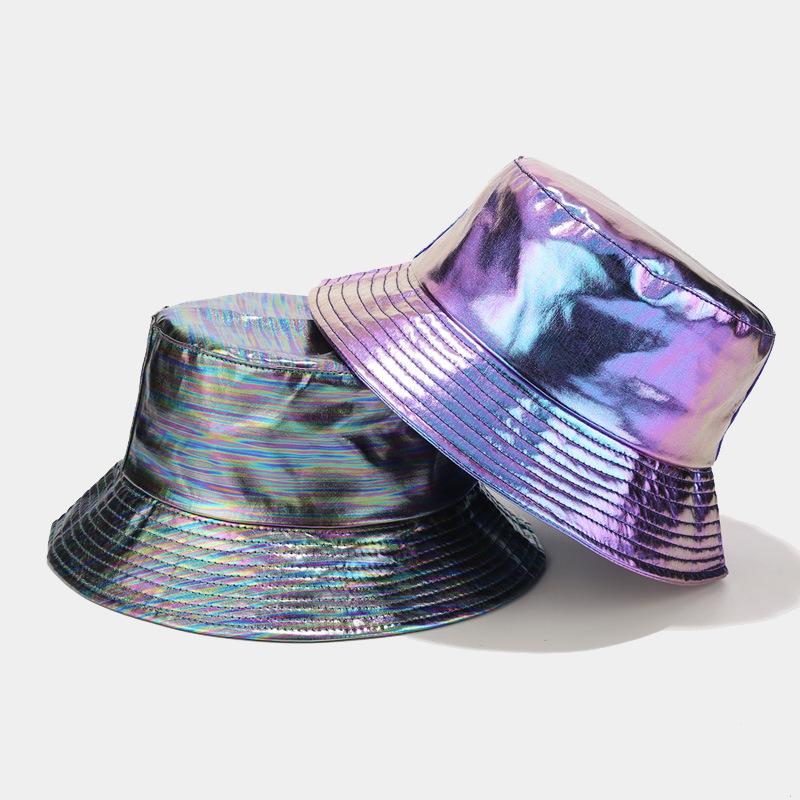 Fashion Bucket Hat for Men And Women PU Leather Waterproof Rain Cap with Wide Brim UV Protection Fishmen Style