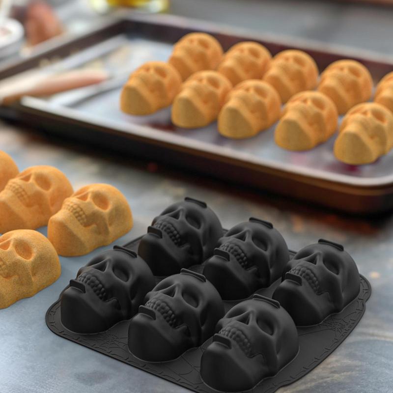 3D Totenkopf Backform für Halloween Totenkopf Kuchenform Lebensmittelqualität Silikon Backform DIY Schokoladenform Küchenhelfer