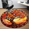 1pc Autumn Tree Office Round Area Rug, Under Office Chairs Bedroom Living Room Home Decor, Room Deco