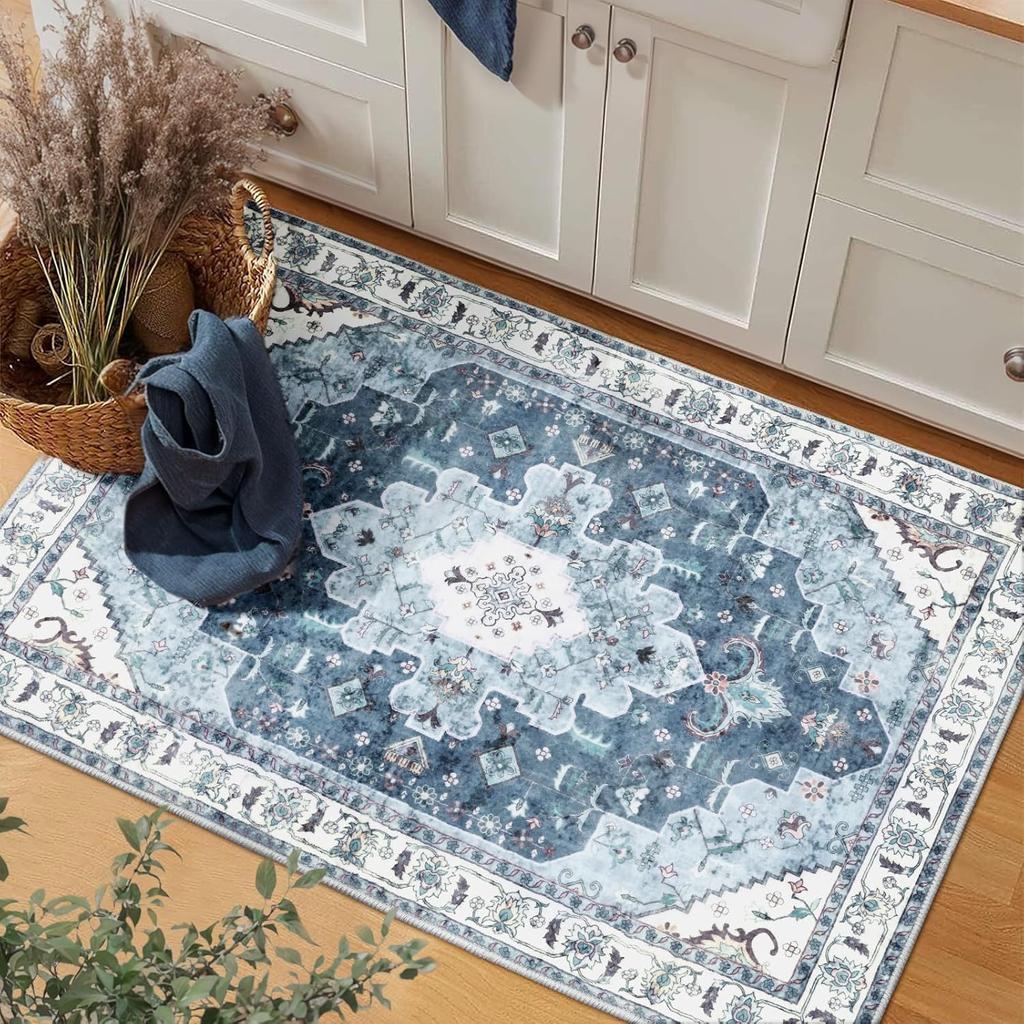 Boho Vintage Crystal Velvet Rug Non-Slip Area Floor Mat Home Decor Entrance Passageway Door Mat Bedroom Kitchen Floor Mat