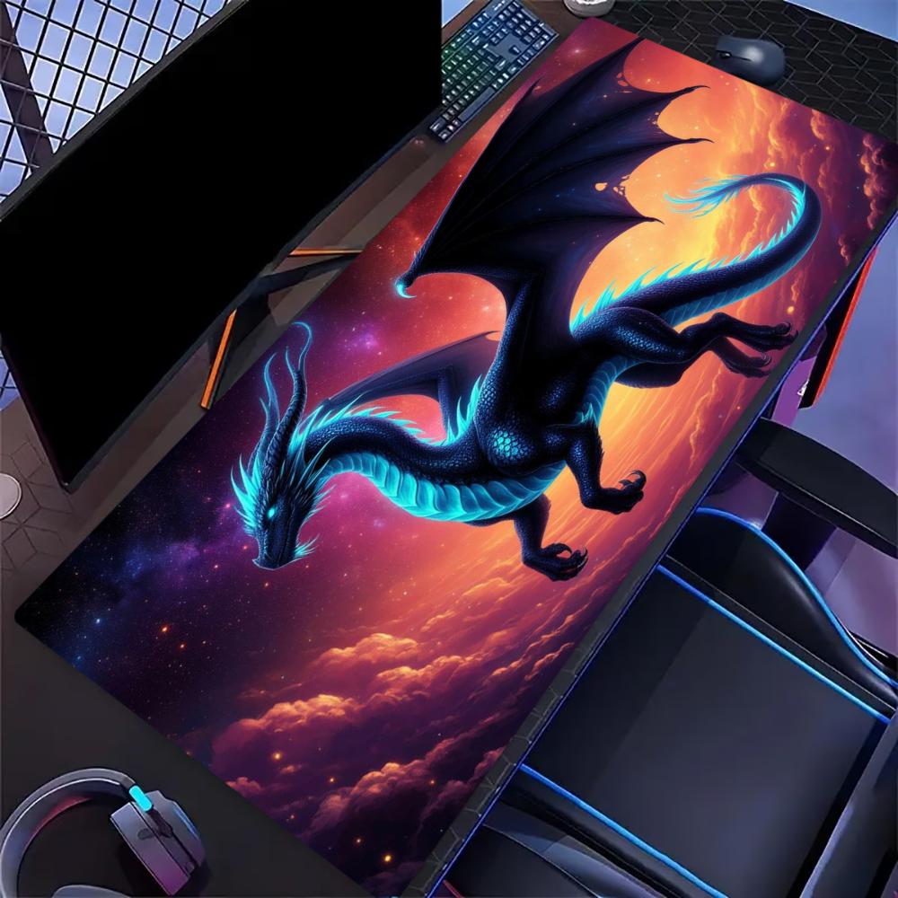 Starry Cosmic Dragon Large Desk Mat Non Slip Gaming Mouse Pad Stitched Edge Galaxy Keyboard Mat For Laptop Pc Office Game Use