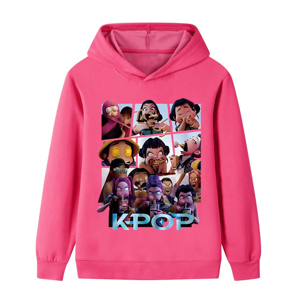 B1237 Kids Boys Girls Kpop Rumi Zoey Mira Print Long Sleeves Hoodie