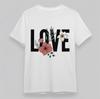 Women's Oversize Classic T-Shirt LOVE With Glitter Floral Pattern Cotton Tee