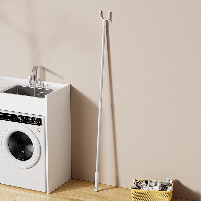 Retractable Adjustable Clothes Drying Pole with Thickened Fork for Dormitory or Balcony