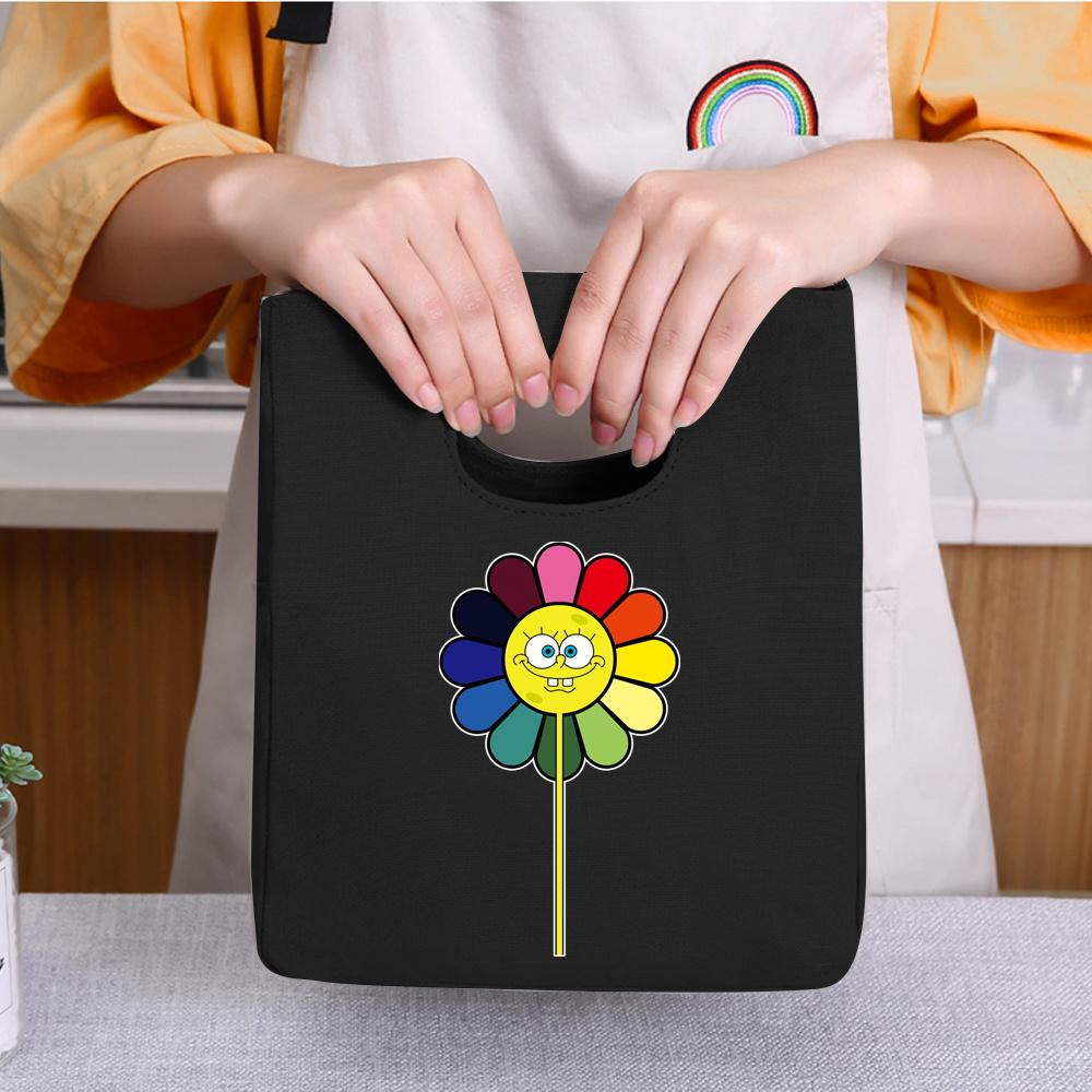 Lunch Bag Breakfast Box Bags Women Portable Hand Pack Picnic Travel Products Daisy Printed School Food Storage Bags Bento Pouch