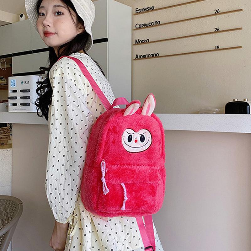 Cartoon Labubu Lovely Plush Backpack Girl Heart Large Capacity Outward Commuting Shoulders Bag Kids Birthday Gift