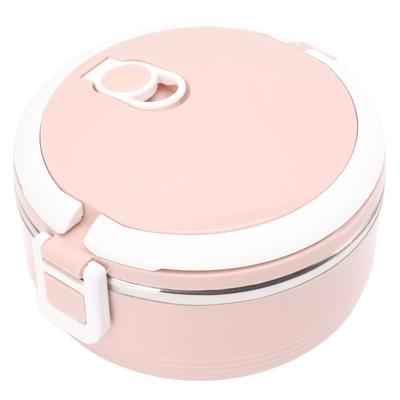 Thermal Lunch Box Stainless Steel Single Layer Portable Insulated Bento Box with Safety Buckle for Children Adult Pink