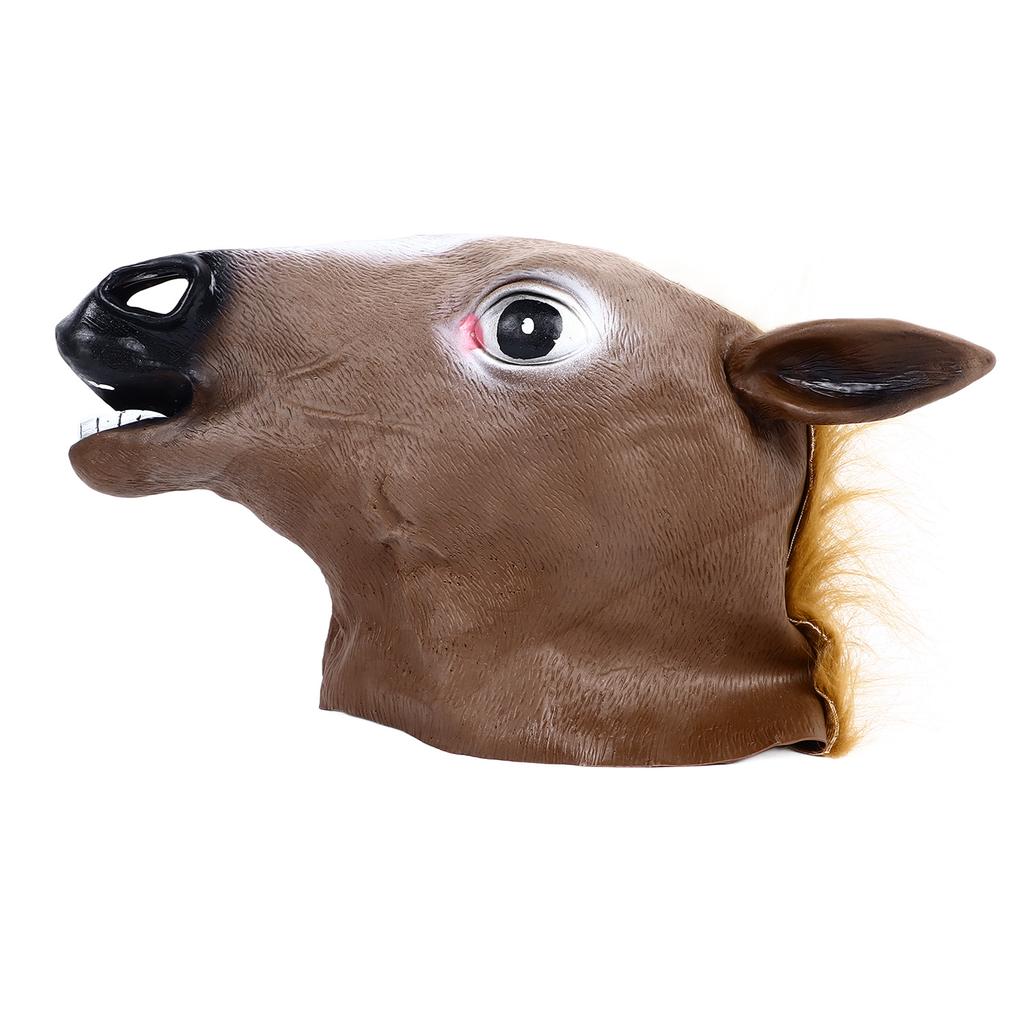 Horse Head Costume Brown Comfortable Durable Lifelike Party Horse Head for Cosplay Halloween