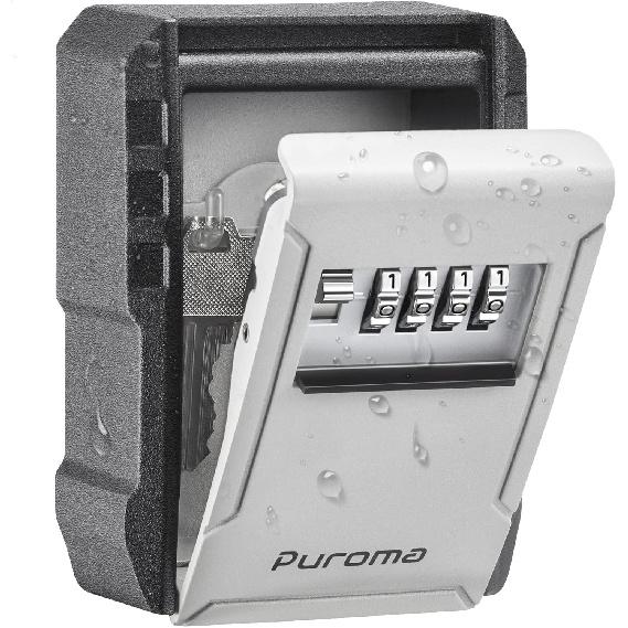 Puroma Кодовый ящик для ключей с крючком для ключей, сбрасываемая 4-значная комбинация, водонепроницаемый, безопасное хранение ключей, большой вместимости, настенный, для домашних ключей, Without Shackle