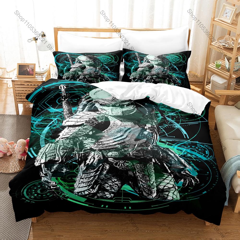The Predator Classic Sci-Fi Horror Movie Print 3PCS Bedding Set Duvet Cover + 2 Pillowcases Soft Bed Linen For Monster Movie