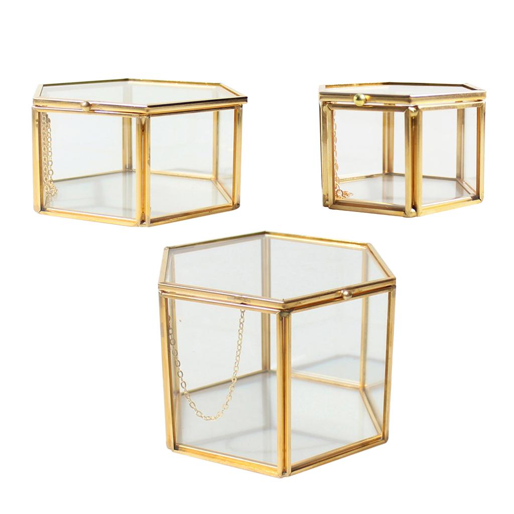Glass Geometric Terrarium Succulent Plant Planter Hexagon Holder Jewelry Display Container for Wedding Decoration Events