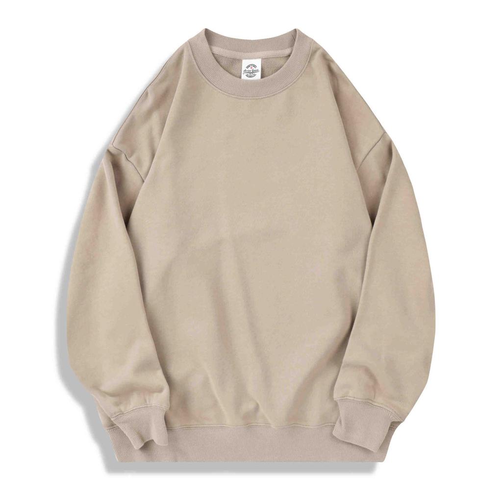 350G Heavy Cotton Terry Round Neck Sweater Loose Version Shoulder Jacket Autumn Print Embroidery