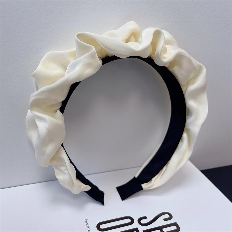 Fashion Women's And Girls Soft Ruffled Satin Cloth Headband Ladies Hair Accessory Ins Female Daily Casual Hair Hoops