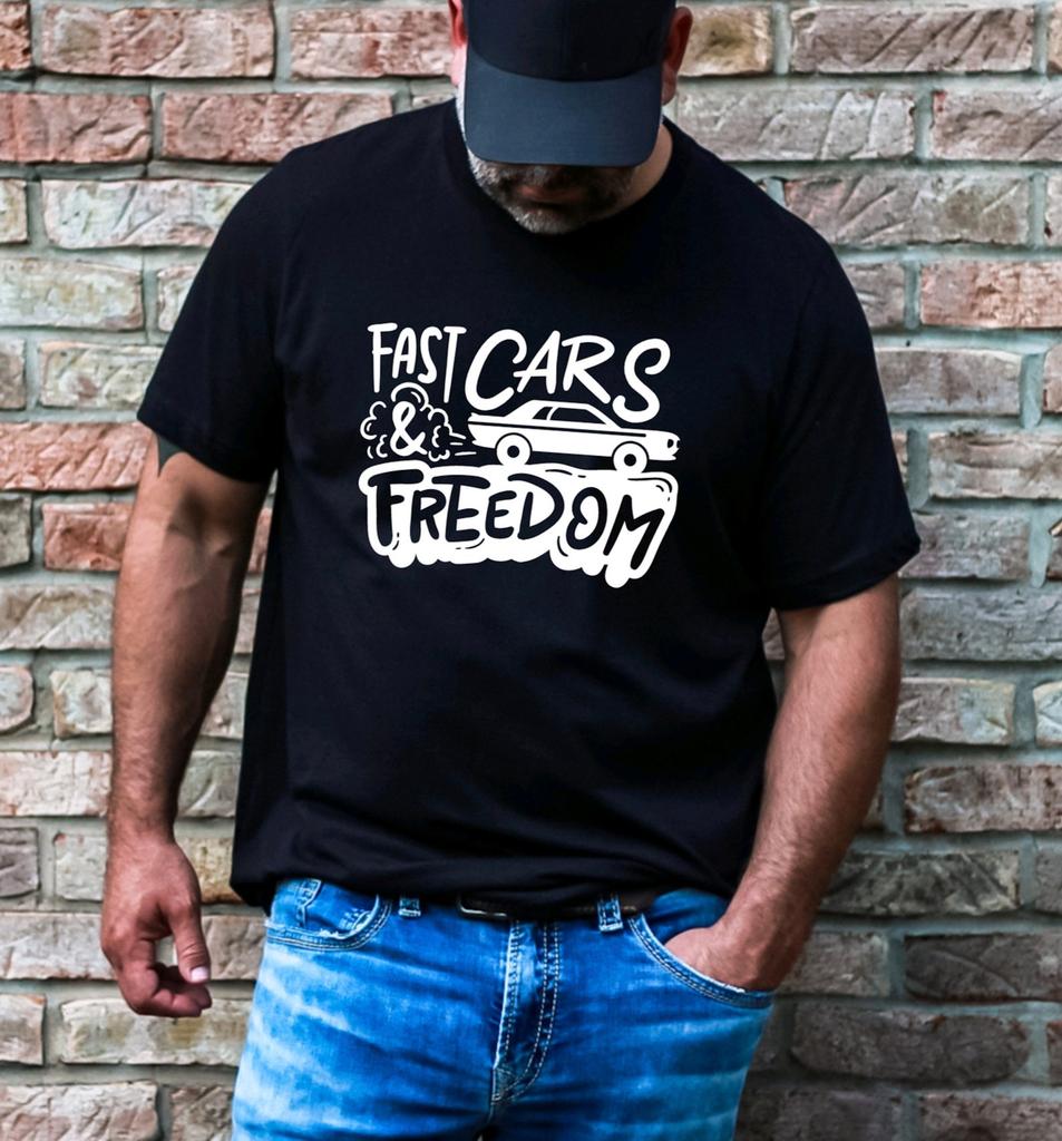 Fast Cars & Freedom Shirt | Adult Short Sleeve Tee | Unisex Car Enthusiast T-Shirt | Racing Lover | Automotive Style | High-Octane Gift