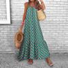 Dame Boho Ermeløs Maxikjole Spaghettistropp Ryggløs Sving Lang Kjole Sommer Strand Flytende Solkjole