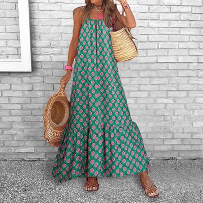 Yousheng Women Boho Sleeveless Maxi Dress Spaghetti Strap Backless Swing Long Dress Summer Beach Flowy Sundress