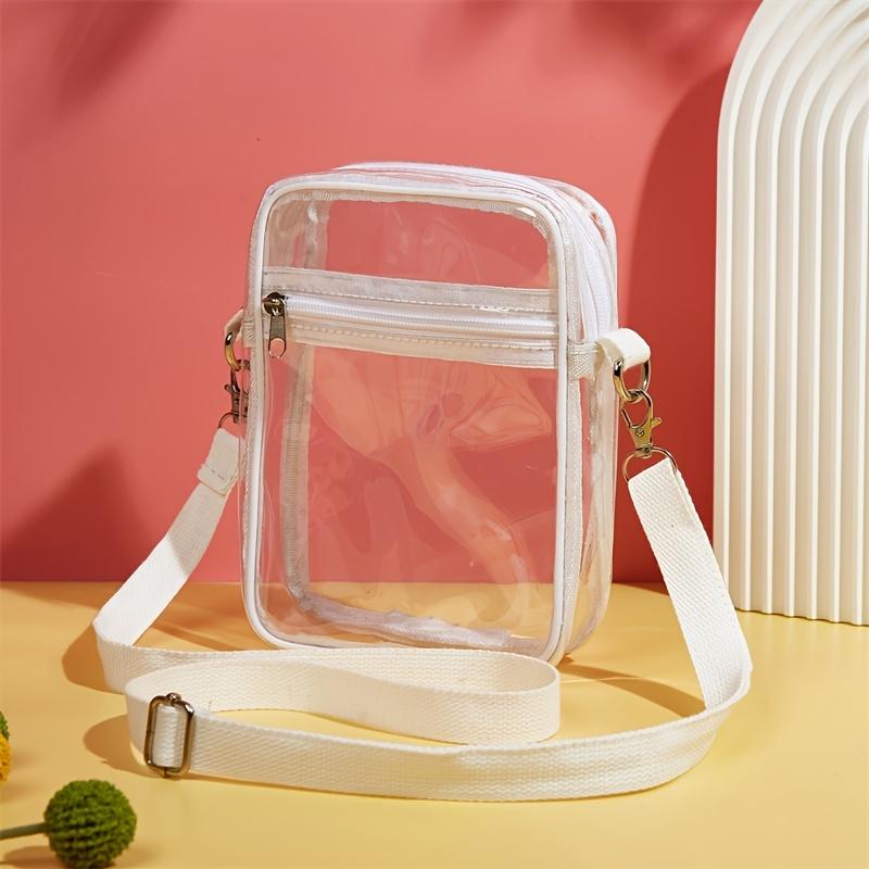 Mini durchsichtige Umhängetasche, Trendige quadratische Handytasche, Damen Reißverschluss Strand-Schultertasche